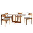Ver imagem 2 de Conjunto de Mesa de Jantar Vitoria Tampo 120cm Laqueado Canto Moeda com Vidro e 4 Cadeiras Bellini