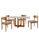 Ver imagem 2 de Conjunto de Mesa de Jantar Vitoria Tampo 120cm Laqueado Canto Moeda com Vidro e 4 Cadeiras Bellini
