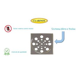 Ralo Grelha 10X10 Quadrado Com Fecho Sistema Abre e Fecha Para Banheiro - 5