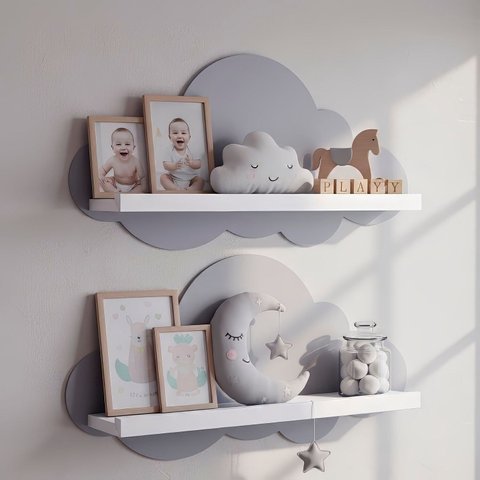 Kit 2 Prateleiras para Quarto Infantil Nuvem