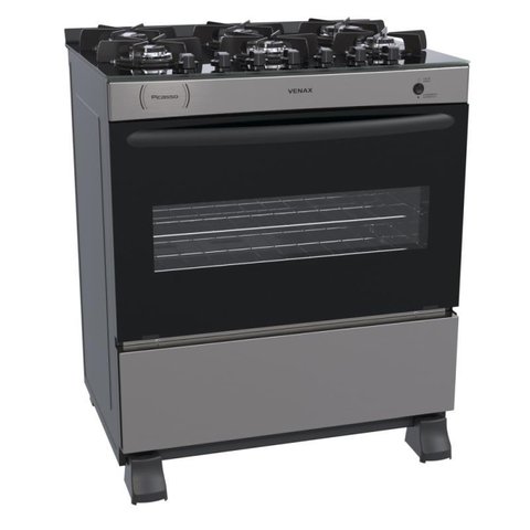 FOGAO 6 BOCAS VENAX PICASSO VITREO INOX GAS GLP