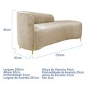 Ver imagem 6 de Divã Recamier Orgânico França 250cm Lado Dir Pés Metal Dourado Bouclé Bege