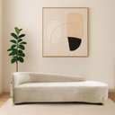 Ver imagem 1 de Divã Recamier Orgânico França 250cm Lado Dir Pés Metal Dourado Bouclé Bege