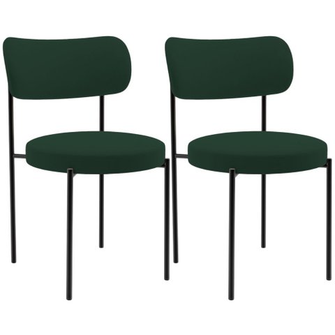 Kit 02 Cadeiras Estofadas para Sala de Jantar Louise L02 Suede Verde Musgo - Lyam Decor