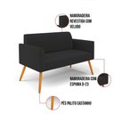 Ver imagem 2 de Sofá Namoradeira com Poltrona Pés Palito Castanho Marisa Veludo D03 - D\'rossi Cor Preto