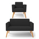 Ver imagem 1 de Sofá Namoradeira com Poltrona Pés Palito Castanho Marisa Veludo D03 - D\'rossi Cor Preto