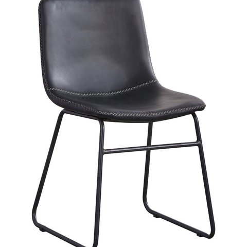 Cadeira para Sala de Jantar Estofada em Couro Oxford Vintage