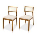Ver imagem 1 de Kit 02 Cadeiras de Jantar e Living Millie com Tela Natural Estofada Linho - Desk Design