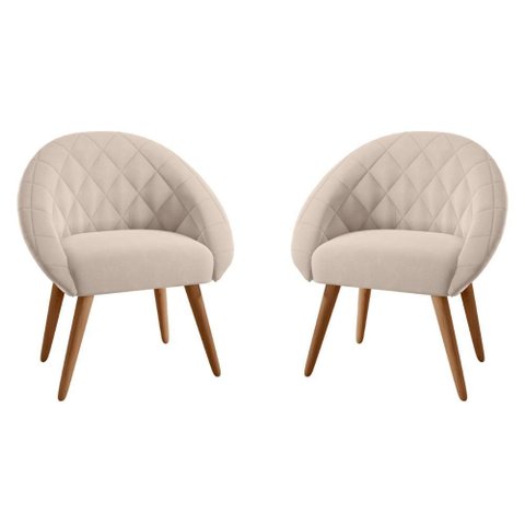 Conjunto Poltrona para Sala de Recepção Celina Inca Areia