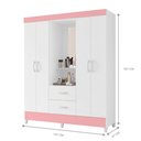 Ver imagem 3 de Guarda Roupa 4 Portas Sydney Branco Rosa