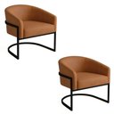 Ver imagem 2 de Poltrona Sala Decorativa Kit 2 Arielle Industrial Preto Sintético Pu D03 - D’Rossi