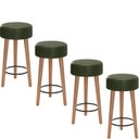 Ver imagem 1 de Kit 4 Bancos Banqueta Paris Couro Verde Mesa Gourmet Pés Madeira Mz Decor
