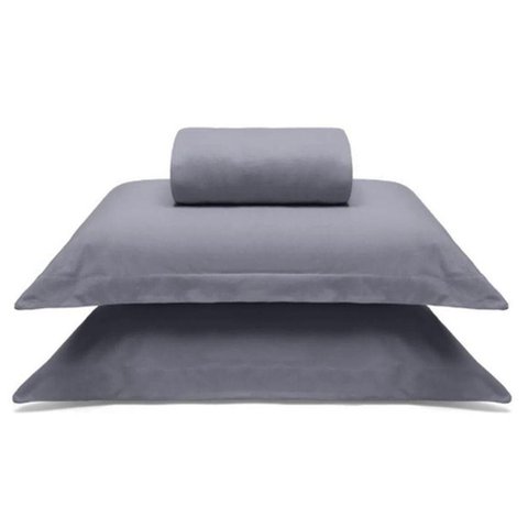Jogo de Cama Buettner Casal Malha 100% Algodao Liso 3 Peças Image Cinza