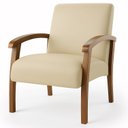 Ver imagem 2 de Poltrona para Sala Tecido Courino Braços Madeira Maciça Mia