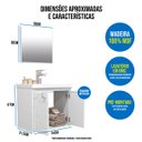 Ver imagem 3 de Kit Gabinete para Banheiro com Pia e Espelheira 100% MDF Cerocha Gabinete Aster já vem montado:Branc