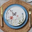 Ver imagem 2 de Jogo 12 Pratos 21,5cm Sobremesa Borboleta Cerâmica Porto Brasil Stoneware Decorada