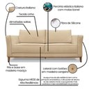 Ver imagem 5 de Sofá 2 Lugares Base de Madeira Grace 190 Cm Linho Dourado S04 - D'Rossi