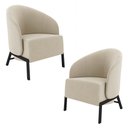 Ver imagem 1 de Kit 2 Poltronas Decorativa Sala de Estar Kenya Pés em Ferro Veludo Preto/bege G33 - Gran Belo