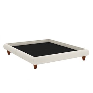 Cama Queen Japonesa 176cm Pés Madeira Haru Bouclé Off White - Sallar Home