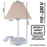 Abajur Infantil Luminária de Mesa Fino Decoração Quarto – Skinny Base Branca Cúpula Salmão - 2