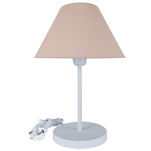 Abajur Infantil Luminária de Mesa Fino Decoração Quarto – Skinny Base Branca Cúpula Salmão