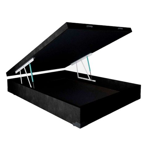 Base Box Baú Casal Belos Sonhos Poliéster Preto 41x138x188