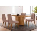 Ver imagem 1 de Conjunto: Mesa de Cozinha Berlim c/ Tampo Madeirado Canto Curvo 120x80cm e 4 Cadeiras Maldivas