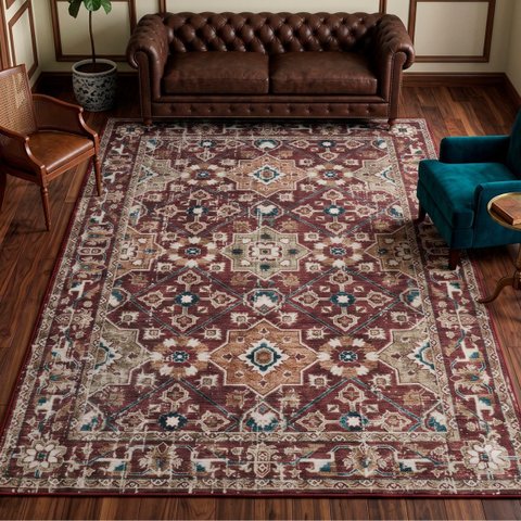 Tapete Sala Quarto Persa Belga Classico Antiderrapante Miro:03 Vermelho/2,00x2,50m