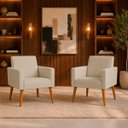Ver imagem 1 de Kit 2 Poltronas Decorativa para Sala Nina Suede Cores Pé Palito 30cm Castanho - Suede