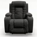 Ver imagem 4 de Poltrona Papai Reclinável Massagem Aquecimento Tecido Linho Preto Premium Manual Fixa