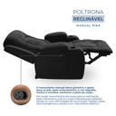 Ver imagem 5 de Poltrona Papai Reclinável Massagem Aquecimento Tecido Linho Preto Premium Manual Fixa