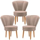 Ver imagem 1 de Kit 3 Cadeiras para Mesa de Jantar Estrutura em Madeira Maciça Tecido Veludo Premium Pés Palito