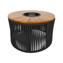 Mesa de Centro Berlim com Champanheira Alumínio Corda Náutica Preto - 1