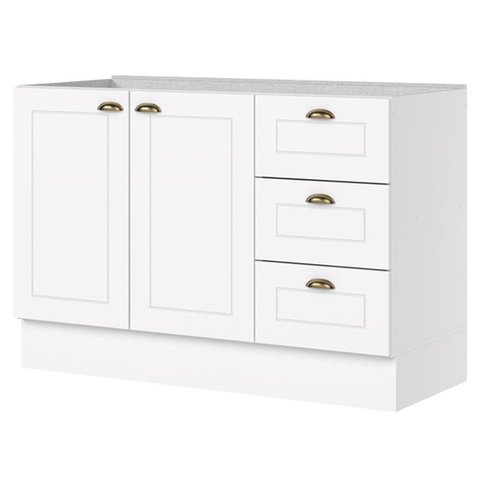 Balcão 03 Gavetas 02 Portas 1200mm Americana Branco Hp - Henn
