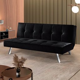 Sofá Cama Atlanta 2 Lugares 177 Veludo Paris Pé Cromado Talento Móveis - 1