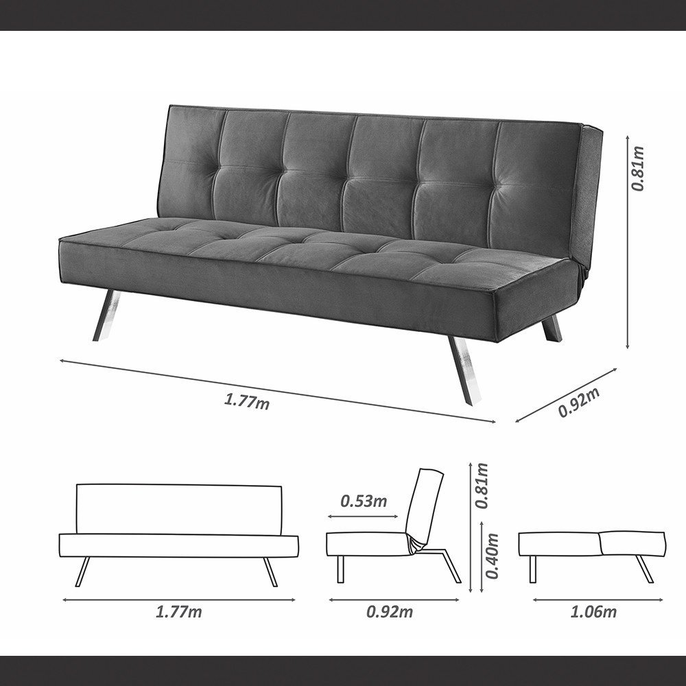 Sofá Cama Atlanta 2 Lugares 177 Veludo Paris Pé Cromado Talento Móveis - 5