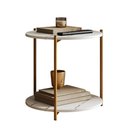 Ver imagem 1 de Mesa Lateral Redonda G7001 com Pés de Metal Marmore Branco/dourado