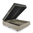 Ver mais imagens de Cama Baú Casal 138x188 Bipartido Courino Linho Bege com Dual Firm Espuma Ecoflex