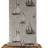 Papel De Parede Pvc Liso Estampado Voyage Barcos Cinza - 1