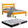 Cama Casal Madeira Esmeralda Cerejeira Nemargi Com Colchão Gazin Casal D33 138 x 188 - 1