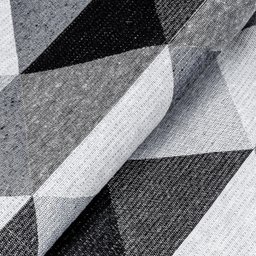 Tapete Jacquard Geo Látex 1,35 M X 1,00 M Antiderrapante Pequeno Sala Quarto Detroid Preto - 5