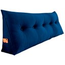 Ver imagem 2 de Almofada Para Cabeceira Encosto Apoio Lombar Spot 195cm com Porta Celular Suede - Desk Design Azul e