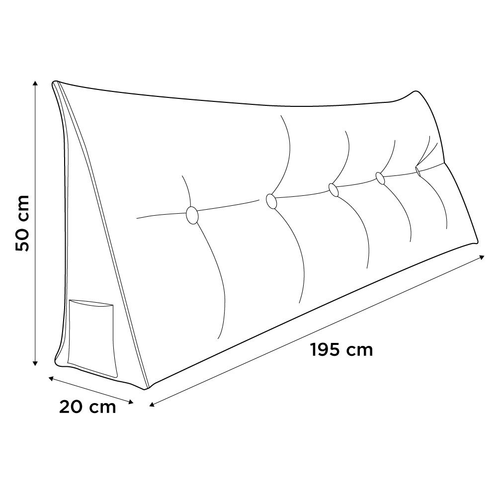 Almofada Para Cabeceira Encosto Apoio Lombar Spot 195cm com Porta Celular Suede - Desk Design Azul e - 5