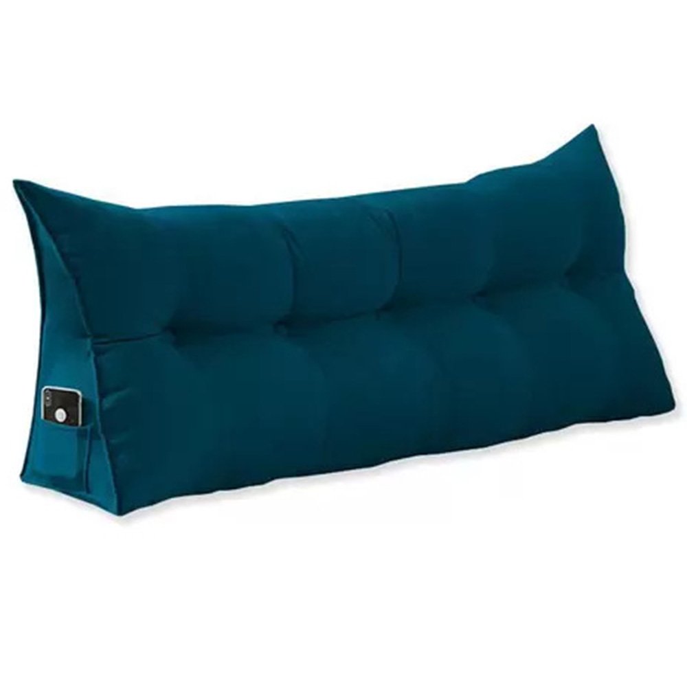 Almofada Para Cabeceira Encosto Apoio Lombar Spot 195cm com Porta Celular Suede - Desk Design Azul e - 9