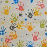 Papel de Parede de PVC 0,53 x 10M - Desenho Mãos Coloridas, Fundo Areia - 2