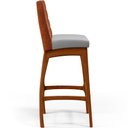 Ver imagem 7 de Kit 05 Banquetas Altas Cozinha Sala Jantar Fixa Mila B04 Couríssimo Camel Linho Cinza - Lyam Decor