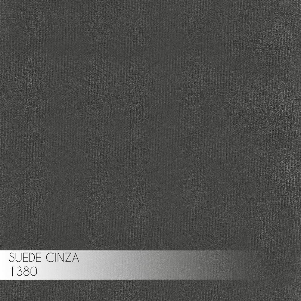 Puff Decorativo Sala de Estar Caim Base de Ferro Dourado Suede Cinza - Gran Belo - 4