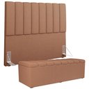 Ver imagem 5 de Kit Cabeceira Cama Box Queen 160cm com Calçadeira Baú Dália W01 Linho Rosê - Lyam Decor