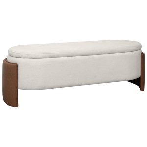 Recamier Sapateira Baú Império Casal 140cm Bouclê Facto - Sofa Store:bouclê Bege Marfim