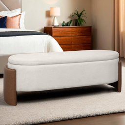 Recamier Sapateira Baú Império Casal 140cm Bouclê Facto - Sofa Store:bouclê Bege Marfim - 2